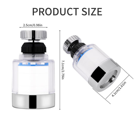 360° Rotating Faucet Filter Sink Water Filter Faucet Filter for Kitchen, Bathroom, Sink, Removes Heavy Metals and Hard Water