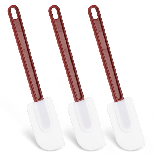 3PCS High Temp Silicone Spatulas, 10 Inch Commercial Spatula High Heat Resistant Rubber Kitchen Spatula Scraper Heavy Duty Baking Spatula Extra Wide Spatula with Handle for Baking Cooking Utensils