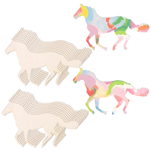 20 Pcs Horse Craft, 4 Inch Wooden Horse Unfinished Wood Running Horses Cutouts Horses Ornaments for Making Gift Tags Home Party Decoration