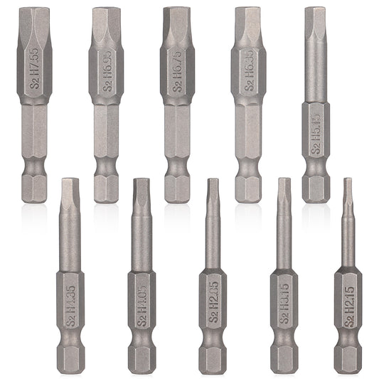 10 PCS 5 Point Star Torx Bit Set, Torx Star Security Tamper Proof Screwdriver Bits Security Torxs Bit Set with 1/4" Hex Shank H2.15-H7.55 Magnetic Pentagon Head Screw Driver Bits, 2-Inch Length