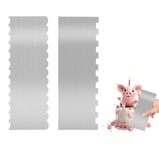 2 Pieces Cake Scraper Stainless Steel Cake Spatula 22 x 7.8 cm Cake Smooth Scraper Side Scraper Cake Smoother Cake Scraper Cake Decorating Comb for Buttercream Mousse Icing