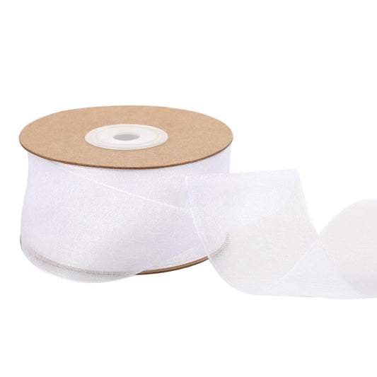 1 Roll Organza Ribbons White Organza Chiffon Fancy Gift Ribbon Transparent Wedding Cake Ribbon Satin Ribbon for Wedding Decoration DIY Party Decorations