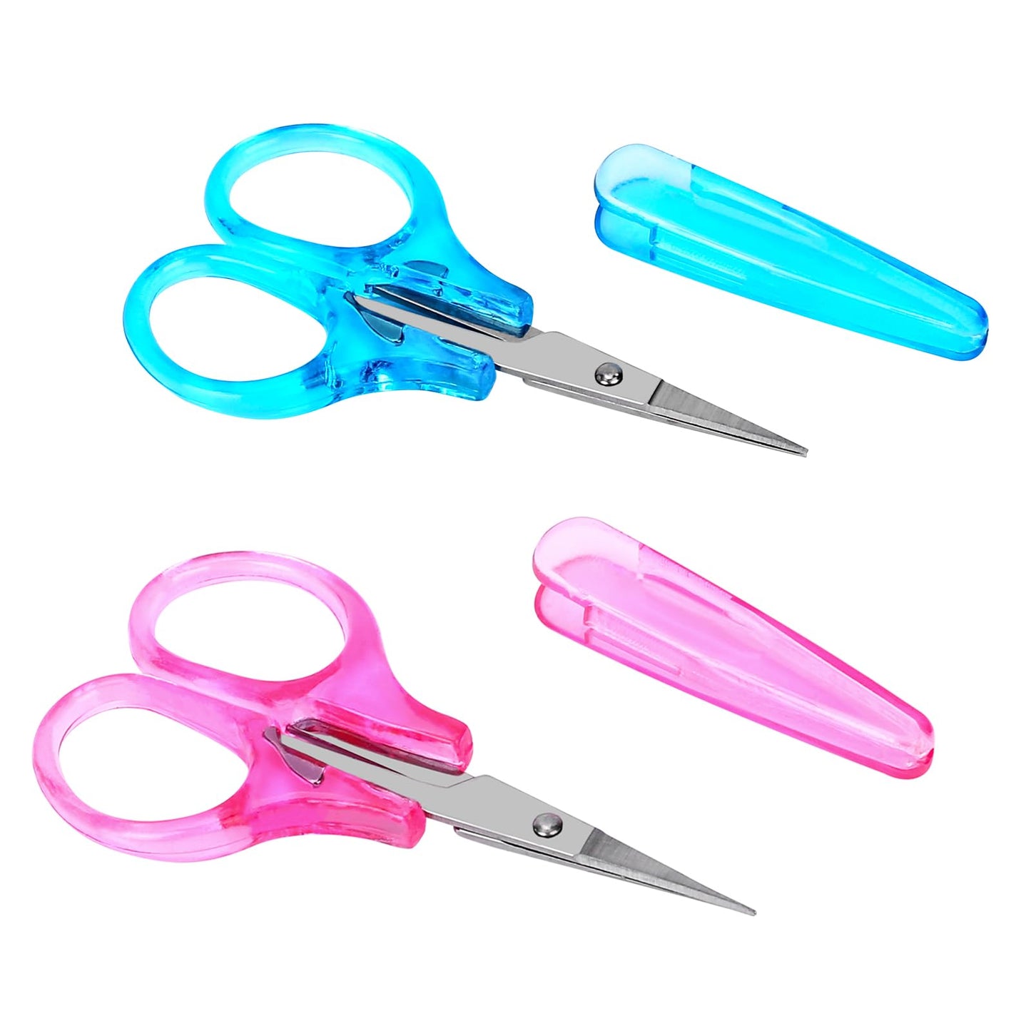 Small Scissors Craft Scissors Stainless Steel All-Purpose Scissors with Protective Case Mini High Precision Details Scissors Precise Straight Fine Tips for Paper Cutting Scrapbooking Pack of 2 (Pink