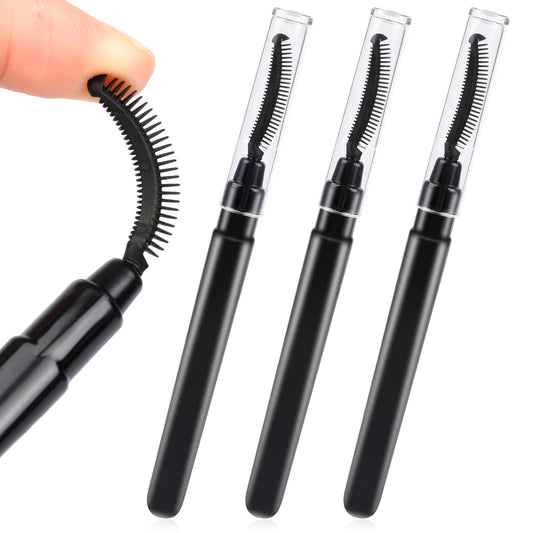 Pack of 3 Eyelash Definer Eyelash Comb Eyelash Separator Brush with Dust Cap Mascara Rods Black Eyebrow Brush and Eyelash Separator Tool