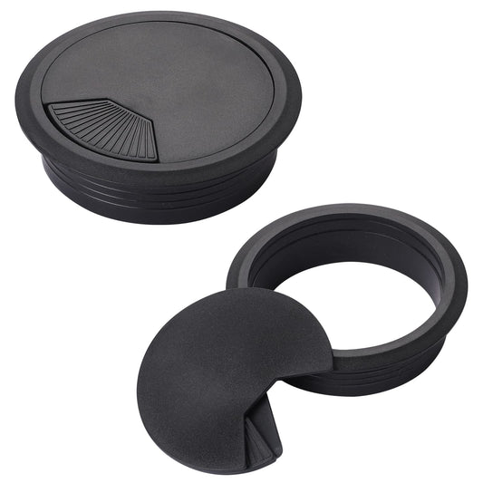 80mm Desk Grommet, 2 Pcs Desk Cable Wire Grommet Black Desk Grommet Cord Cable Table Grommet Cable Tidies Desk Plug Hole Cover for Home and Office