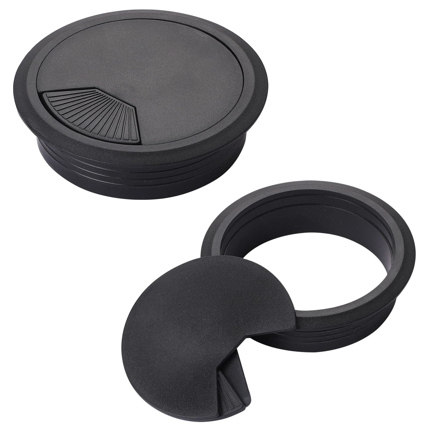 80mm Desk Grommet, 2 Pcs Desk Cable Wire Grommet Black Desk Grommet Cord Cable Table Grommet Cable Tidies Desk Plug Hole Cover for Home and Office
