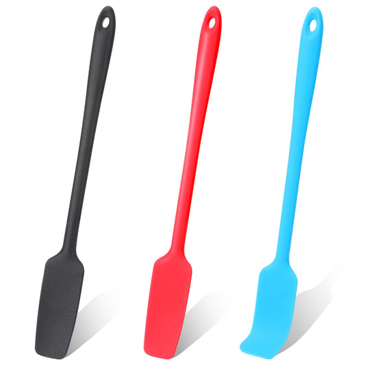 3 Pcs Silicone Jar Spatulas with Long Handle, Jam Spreader Rubber Spatula Heat Resistant Non-Stick Silicone Scraper Small Spatulas for Baking and Cake Icing Kitchen Use