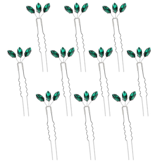10pcs Green Rhinestone Hair Pin Bridal Hair Clips Hair Pins Wedding Hair Accessories for Women Emerald Green Vintage Rhinestone Hair Clips Adornment Shining Bridal Hairpin for Wedding Women