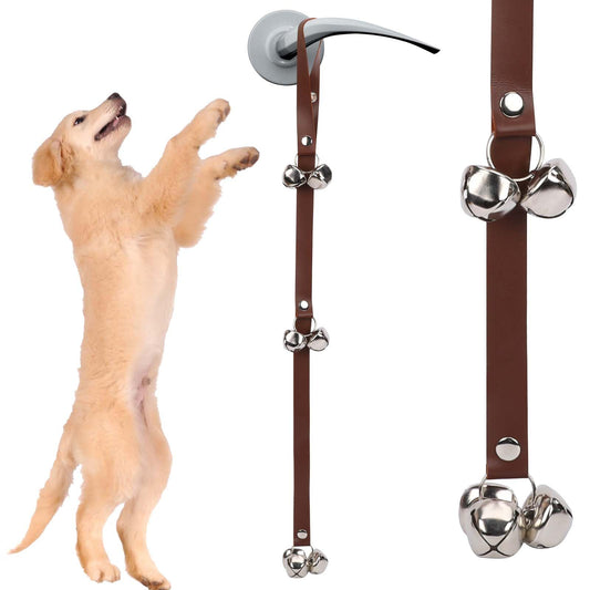 KALIONE Dog Bell for Puppy Training Door Bells Dog Bell for Door Potty Training, Leather Door Bells for Dogs, Adjustment Copper Dog Bell, Dog Door Bell Dog Potty Bell, Leather DoorBells(1 Pack Brown)