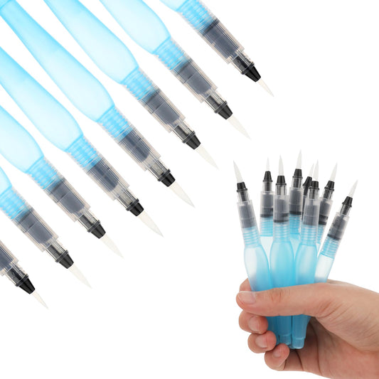 8 Pieces Watercolour Brush Pens, Refillable Watercolor Pens, Water Brush Pen Leakproof with Tips, Water Brush Pens Soft Brush Pen with Cap for Paints, Calligraphy, Watercolor