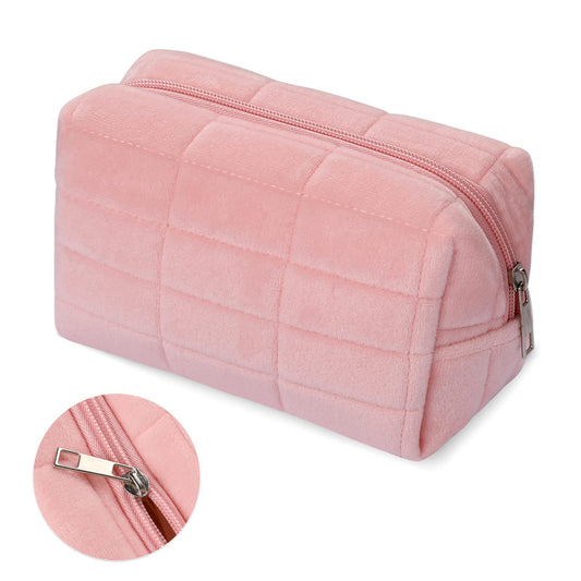 Vin beauty Small Makeup Pouch, Pink Makeup Bag, Multi-Functional Zipper Bag, Small Makeup Bag, Cosmetic Pouch, Plush Pencil Case, Travel Storage Box, Portable Cosmetic Bag