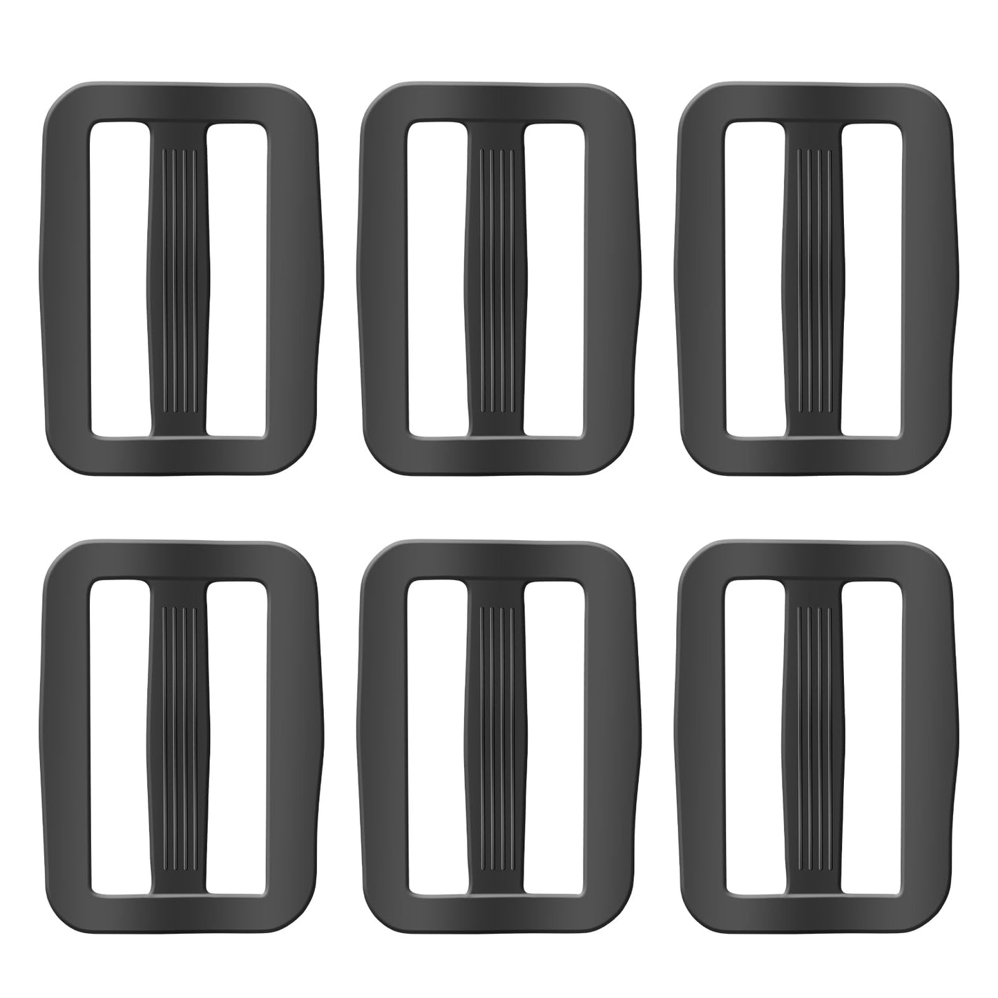 Pack of 6 Tri Glide Webbing Slides Adjustable Sliding Buckle, Black Plastic Belt Buckle, Ladder Buckle, Adjustable Backpack, Bag, Shoulder Strap, Safety Belt, Three-Ring Buckle (25 mm/RK), black, S