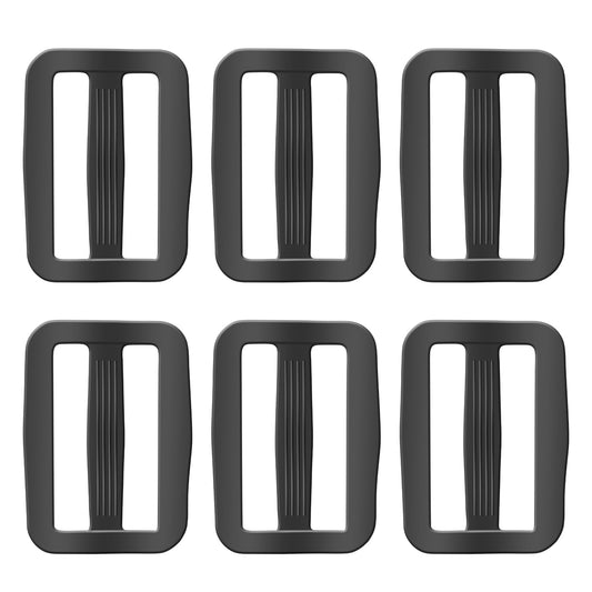 Pack of 6 Tri Glide Webbing Slides Adjustable Sliding Buckle, Black Plastic Belt Buckle, Ladder Buckle, Adjustable Backpack, Bag, Shoulder Strap, Safety Belt, Three-Ring Buckle (25 mm/RK), black, S