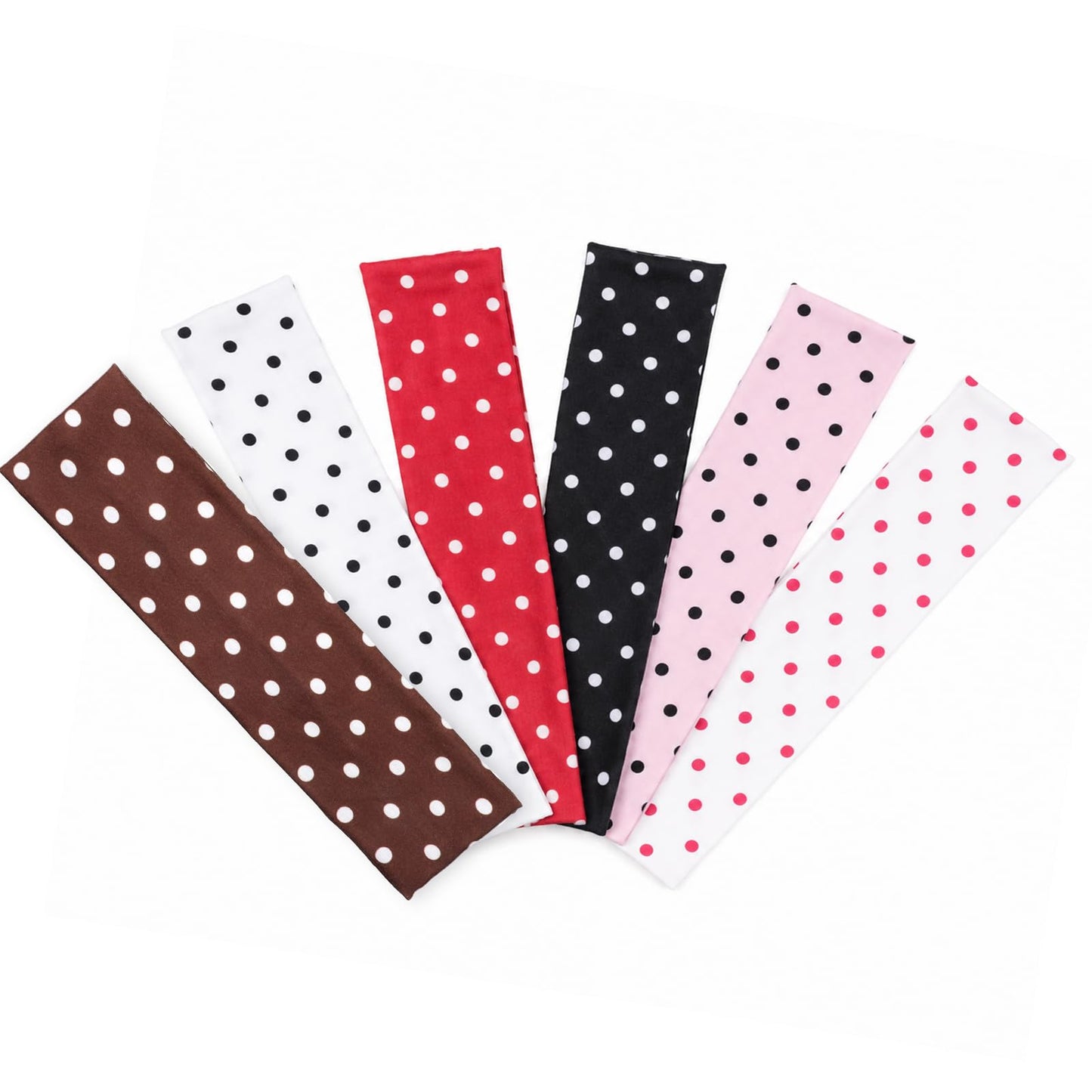 6PCS Polka Dot Headbands for Women Non-slip Red Polka Dot Headband