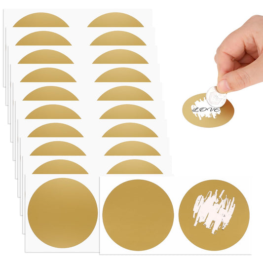 Pack of 50 Golden Round Scratch Stickers, Scratch Cards Make Yourself, Scratch Labels for Sticking, Creativity, Scratch Off Stickers, Suitable for Surprise, Postcards Gifts