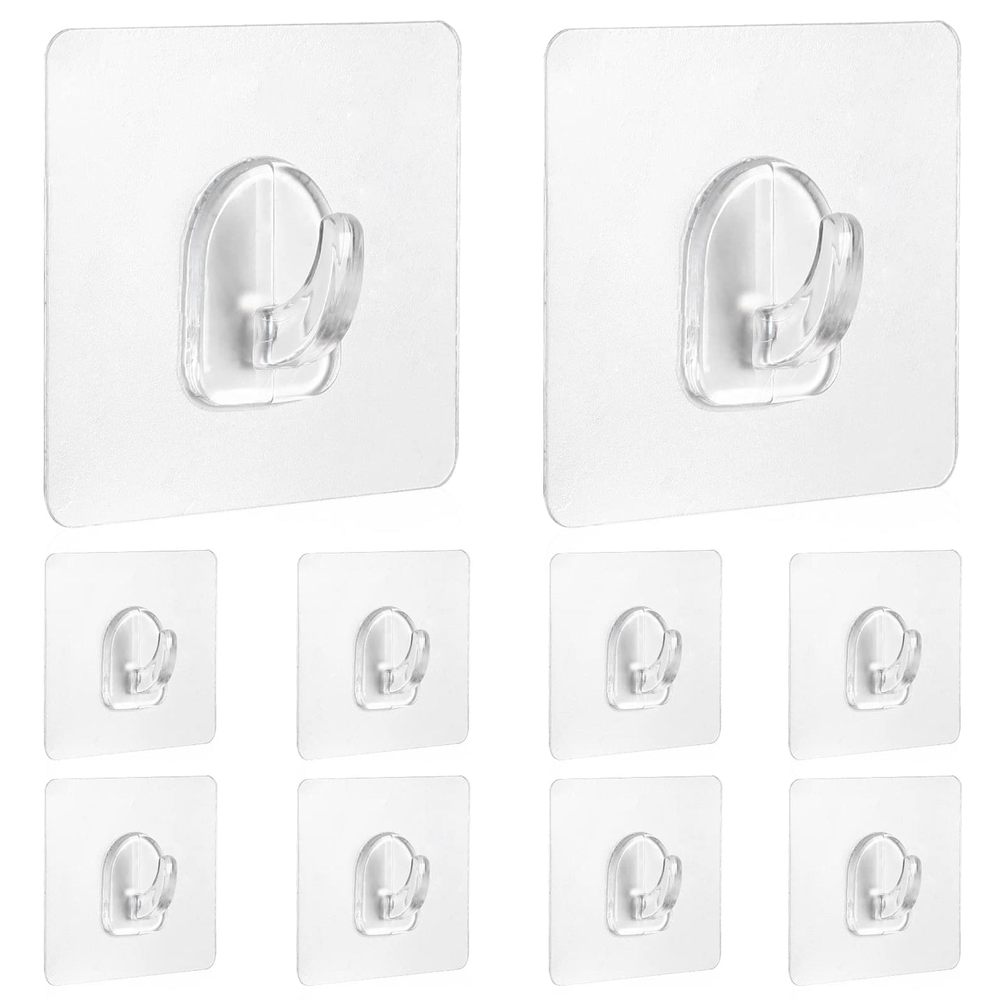 KALIONE 10Pcs Adhesive Wall Hooks, Self Adhesive Hooks, Plastic Hooks Adhesive Hooks for Shower, Clear Hooks, Heavy Duty Hook for Bathroom, Transparent Adhesive Hooks(Transparent)