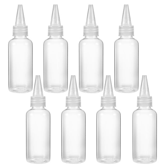 8Pcs Plastic Squeeze Bottles 2 oz Small Squirt Bottle Mini Clear Empty Squirt Bottle with Leak-Proof Top Caps Clear Tiny Squeeze Bottle Spin Art Paint Refill for Paint Art Lotion Glue Liquids Travel