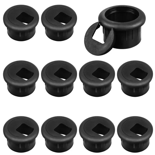 1 Inch Black Desk Grommet, 10 Pcs Plastic Desk Cable Wire Grommet Hole Cover Desk Cord Hole Cover for Office PC Desk Cable Cord Organizer (25mm)