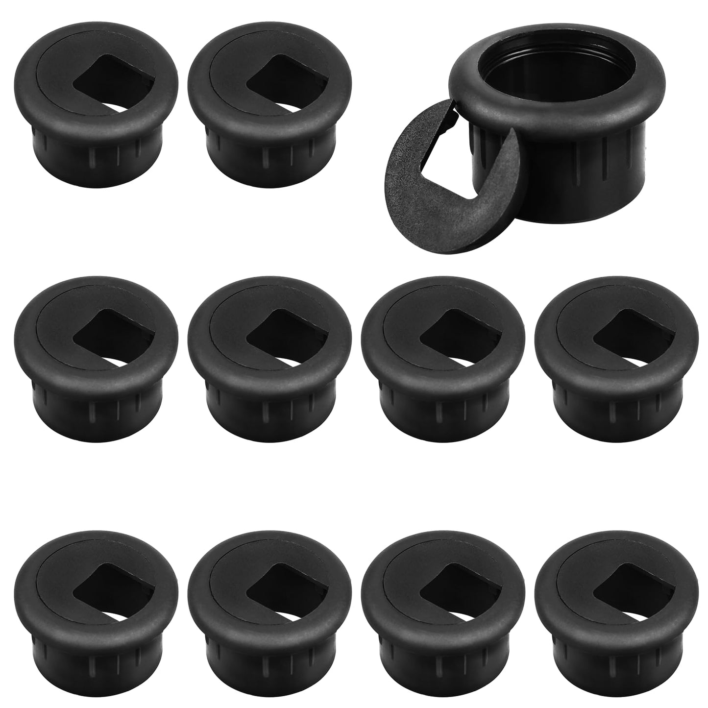 1 Inch Black Desk Grommet, 10 Pcs Plastic Desk Cable Wire Grommet Hole Cover Desk Cord Hole Cover for Office PC Desk Cable Cord Organizer (25mm)