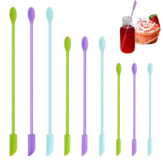 9 Pieces Mini Silicone Spatulas, Makeup Spatula, Thin Baking Kitchen Utensil, Double Sided Makeup Spatula Set, Small Spatula Set for Jars, Kitchen Bottles, Cosmetics (Purple, Blue, Green)