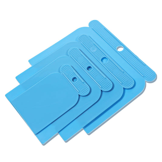QfwdfcTrenz 4 Piece Body filler spreader Set Automotive Body Fillers 2, 3, 4, 5 inches Plastic Auto Bodys Spreader Car Bodys Maintenance for Applying Fillers, Putties, Glazes, Caulks and Paint (Blue)