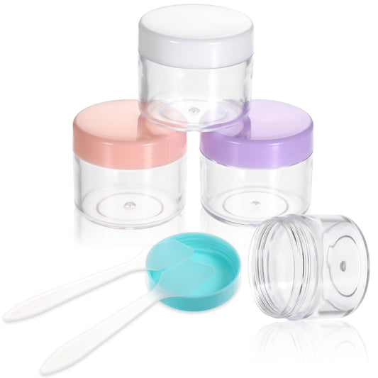 4 PCS Travel Toiletry Containers, Travel Containers for Creams with 2 PCS Small Scraper Leak-Proof Plastic Travels Jars with Lid Travel Cosmetic Containers Lotion Container for Face Creams Moisturizer