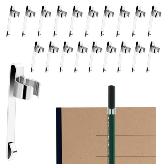 20 Pieces Pen Clips Metal Pen Holder Clip Snap in Pencil Clips for Shirt Pocket Hangable Portable Pen Holder, Slide on Pencil Holder Clip for Clipboard School Classroom Students Office Home