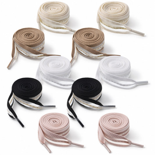 Bruislard 5 Pair Ribbon Shoelaces for Women Cute Shoe Lace 2cm Wide Flat Shoe Laces for Sneakers Fancy Wide Sneaker Shoelaces Replacement Strings for Women Sneakers