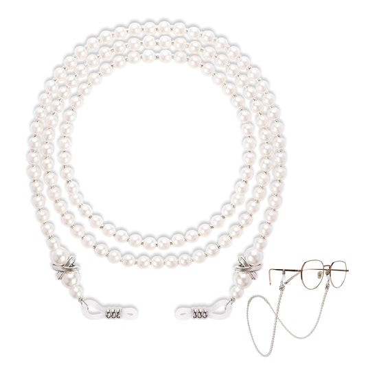 Mozeat Lens 1 Pcs Eyeglass Face Mask Lanyards for Women Glasses Holder Necklace Sunglasses Beads Chain Lanyard Stylish Freshwate Pearl Chains Elegant Eyewear Retainer Chain Eyeglasses Strap