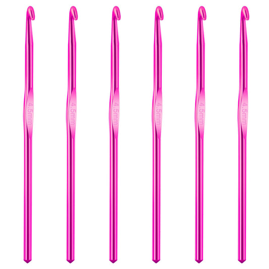 6Pcs 4.5mm Aluminum Crochet Hook, Knitting Needles Craft Yarn, US Size 7 Crochet Hook for DIY Craft, Gold Crochet Needles for Knitting Scarf(Pink)
