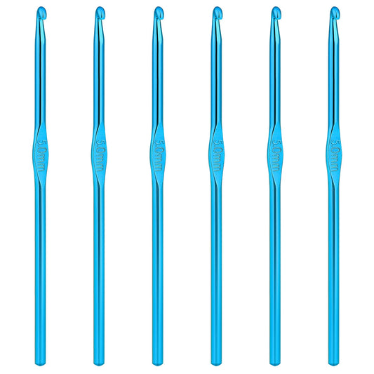 6Pcs Aluminum Crochet Hook 5mm, Knitting Needles Craft Yarn, US Size H (Size 8) Crochet Hook for DIY Craft, Gold Crochet Needles for Knitting Scarf(Blue)