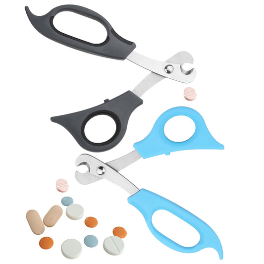 2 Pieces Pill Splitter Scissors Tablet and Pill Cutter with Stainless Steel Blade and Ergonomic Handle for Accurate Dosage of Small Large Pill Tablet, Can Handle up to 0.47 inches in Diameter