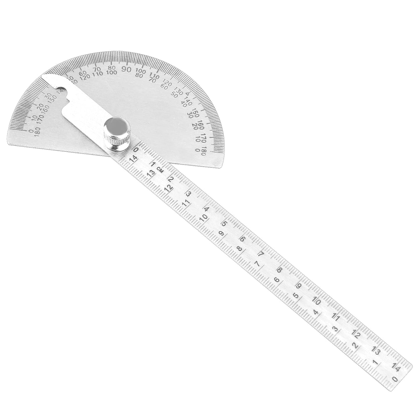 Stainless Steel Protractor, 0-180° Round Head Angle Finder Ruler with 14cm Ruler, Adjustable Arm Protractor, Angle Protractor, Angle Measure Tool for Measuring Drawing