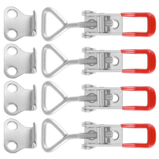 4 Pcs Metal Toggle Clamp Heavy Duty Toggle Latch Adjustable Latch Lock Quick Release Pull Latch Cabinet Clamps Flexible Toggle Latch Catch for Door Window Tool Box Wooden Case