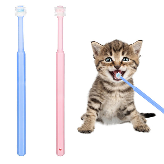 2 Pack Small Dog Toothbrush,360 Degree Silicone Cat Toothbrush Pet Dental Care Dog Oral Hygiene Deep Clean Pet Teeth Cleaning Kit Soft Bristles Friendly to Gums, Easy to Handle, Fresh Breath - Medium
