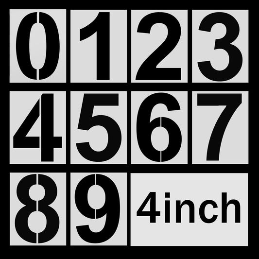 4 Inch Number Stencils, Plastic Number Stencil Reusable House Numbers Stencil Curb Stencil Kit for Painting on Road, Wall, Wood, Mailbox, Cakes, Trucks
