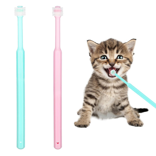 2 Pack Puppy Tooth Brushing Kit, 360 Degree Silicone Dog/Cat Toothbrush Pet Dental Care Dog Oral Hygiene Deep Clean Pet Teeth Cleaning Tool Soft Bristles Friendly to Gums, Easy to Handle - Small