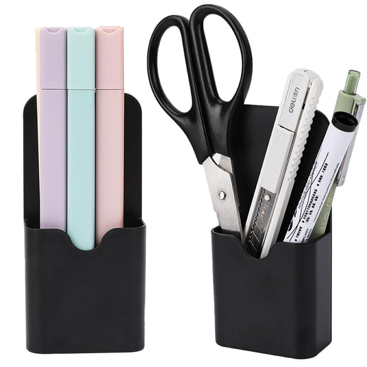 KALIONE Magnetic Pen Holders, 2Pcs Black Magnetic Marker Holder, Dry Erase Marker Holder, Marker Holder for Whiteboard, Magnetic Cups for Fridge, Pencil Cup Storage Organizer(Black)
