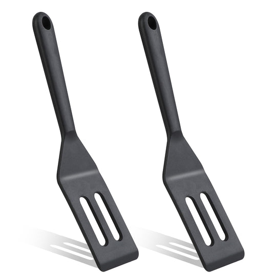 2 Pack Mini Brownie Serving Spatula Flexible Omelette Spatula Flipper Egg Spatula Turner Heat-Resistant Nonstick Silicone Slotted Spatula for Fish, Eggs, Cookies, Pancakes