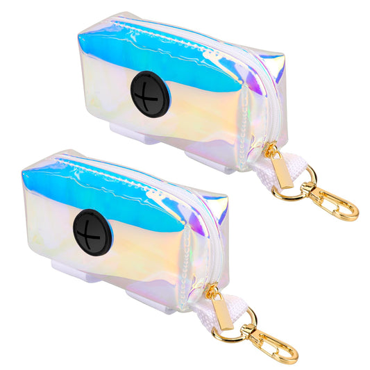 2 pcs Poop Bag Holder, Waste Bag Holders Portable Poop Bag Dispenser with Zipper Dog Poop Bags Dispenser for Leash Pet Dog Poop Bag Dispenser Fits Any Dog Leash for Walking
