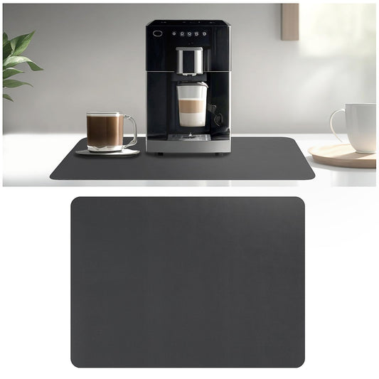 Mozeat Lens Dish Drying Mat Absorbent Draining Mat 16" x 12" Anti Slip Mat Coffee Mat Grey Kitchen Counter Mat Drainer Mat Coffee Machine Mat for Kitchen Counter Dish Coffee Bar Worktop