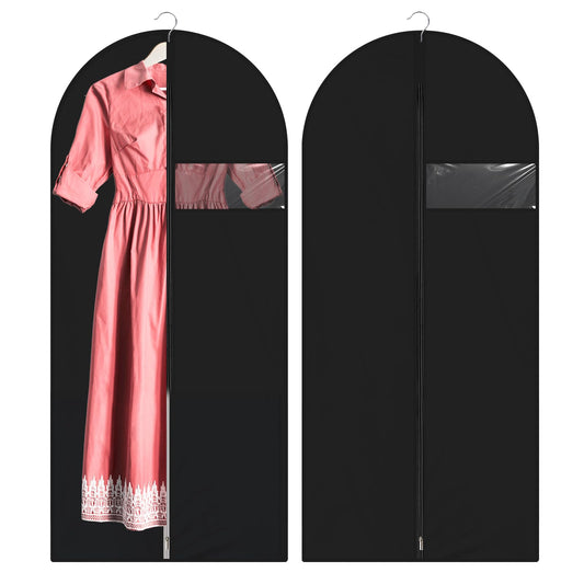 Pack of 2 Clothes Bags, Suit Protector Covers, Dustproof Garment Bags, Suit Bag for Storage and Travel, Garment Bags for Hanging Clothes with Zip (Black, 60 x 140 cm)