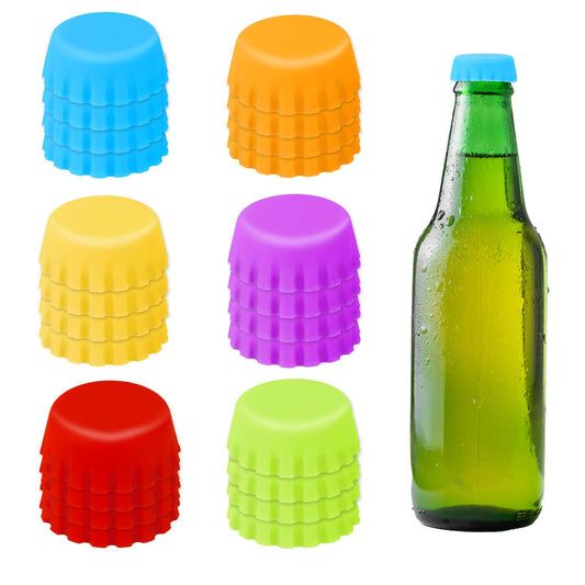 24 PCS Silicone Bottle Caps Wine Bottle Stoppers Reusable Beer Savers Lids Assorted Colors Wine Stopper Keeping Fresh for Home Bar Party Beer Bottle Champagne Bottle