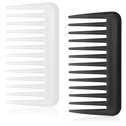 Mini Wide Tooth Comb, 2PCS Shower Combs for Women Purse Wide Tooth Comb for Curls Purse Travel Comb Portable Small Hair Comb Detangling Styling Comb for Men Women Wet Dry Long Hair (Black and White)