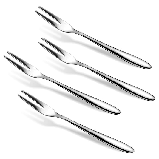 KALIONE 4-Piece Stainless Steel Forks Set, Dessert Forks Multipurpose for Seafood, Fruits, Cakes, Daily Use & Parties (Silver, 15 cm)