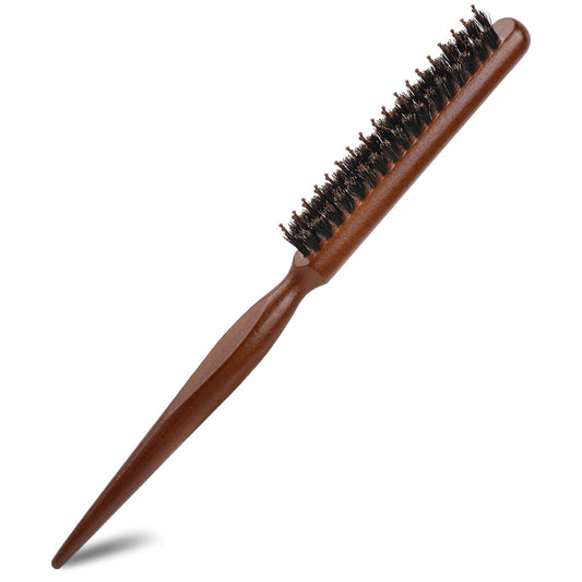 Boar Bristle Teasing Brush for Women, Teasing Brush with Rat Tail Handle Pick Hair Teasing Brush for Fine Hair Curl Training Brush for Smoothing Thin Thick Hair to Create Volume
