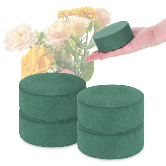 4PCS Round Floral Foam Blocks, 10x10x4cm Cylinder Wet Dry Floral Foam, Florist Foam Block for Fresh and Artificial Flower, Ideal for Room Decor, Weddings, Party, Floristry Displays and Designs