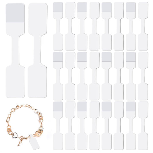 200pcs Blank Jewelry Price Tags Stickers, Bracelet Tags Jewelry Tags for Pricing, Small Self Adhesive Kraft Blank Label, Barbell Label White Jewelry Price Label for Necklace Earring Rings Price Tags