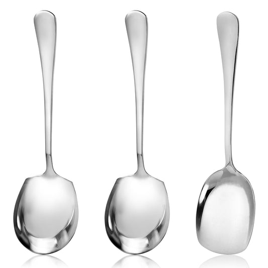 3 Pcs Large Serving Spoon, Buffet Serving Spoon,Square Head Spoon, Stainless Steel Serving Spoon, Long Handle Soup Spoons, Large Serving Tablespoons, Serving Spoons Set Kitchen Tool
