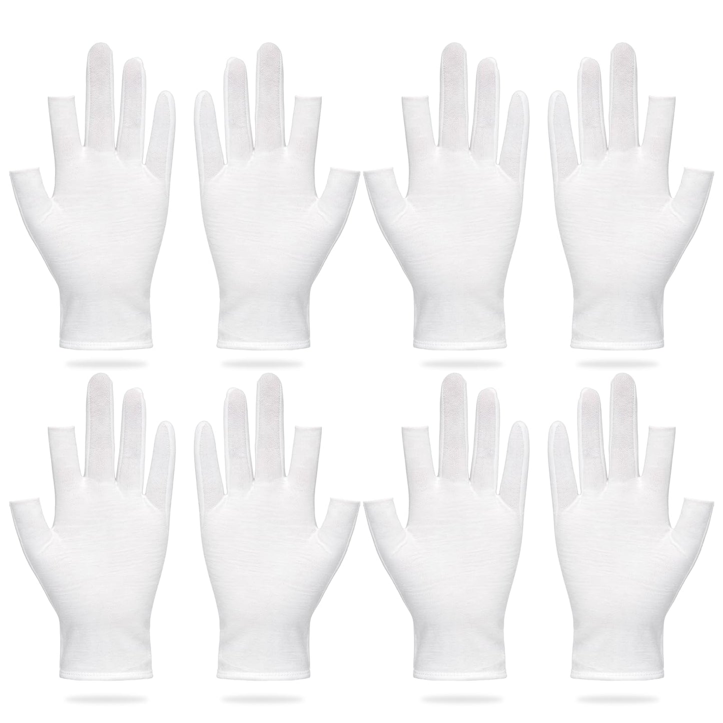 4 Pairs Cotton Gloves for Dry Hands for Sleeping, White Cotton Lotion Gloves Overnight for Women Spa Moisturizing Night Gloves Touch Screen